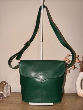 Vintage Longchamp Green Leather Crossbody Bag